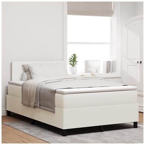 Letto a Molle con Materasso Panna 120x200 cm Tessuto Corduroy - Foto 2