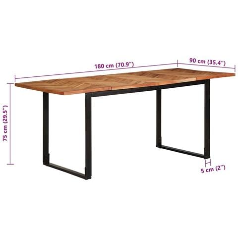 Tavolo da Pranzo 180x90x75 cm in Legno Massello di Acacia - Foto 9