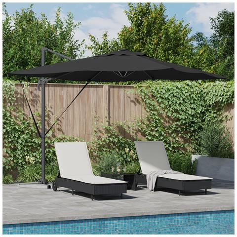 Ombrello a Sbalzo Roma con LED Nero 286x285x270 cm Alluminio - Foto 2