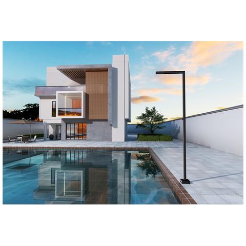 Imex Doccia Piscina In Acciaio 316 Finitura Nero Opaco Con Rubinetto Monoforo A 2 Vie Sistema Anticalcare E Base Decorativa - Modello Alabama - Foto 1