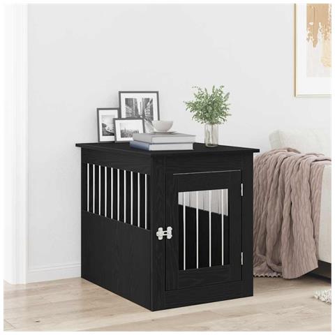 Mobile per cuccia per cani Rovere Nero 75x55x65 cm in legno ingegnerizzato - Foto 2