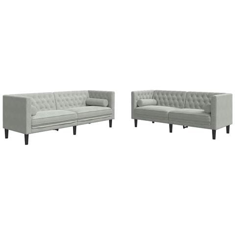 Set di divani 2 pcs Grigio chiaro Velluto - Foto 1