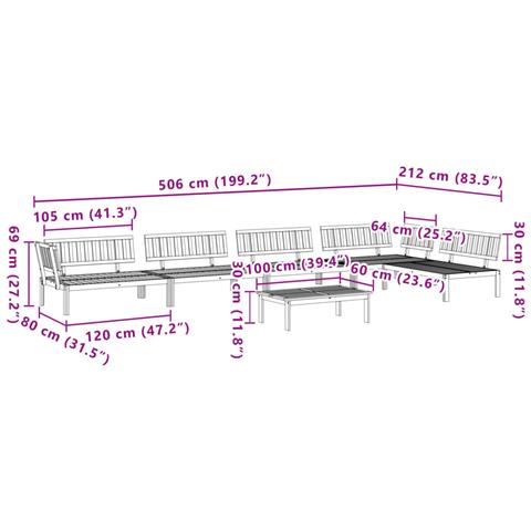 Set Divano Pallet da Giardino 6 pz in Legno Massello di Acacia - Foto 8