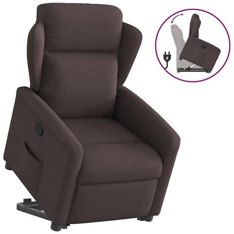 Poltrona Alzapersona Reclinabile Marrone Scuro in Tessuto - Foto 1