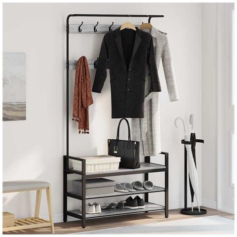 Appendiabiti Grigio sonoma 95 x 34 x 184 cm Legno multistrato - Foto 2