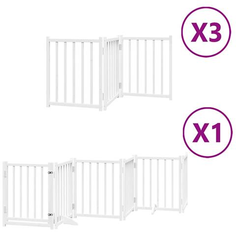 Cancello Cani Porta Pieghevole Bianco 15 Pannelli 750 cm Pioppo - Foto 1