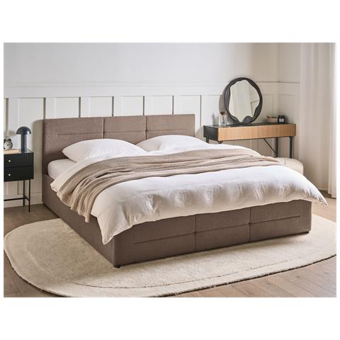 Letto Contenitore Bouclé Massognes 180 X 200 Cm Tortora - Foto 1