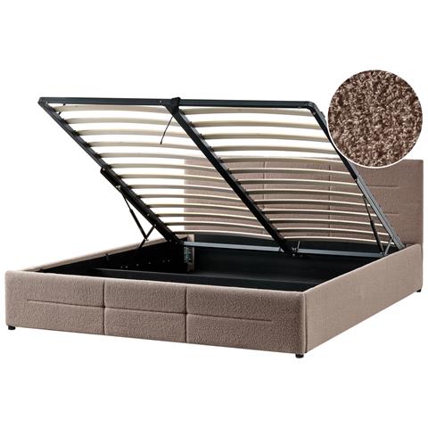 Letto Contenitore Bouclé Massognes 180 X 200 Cm Tortora - Foto 2