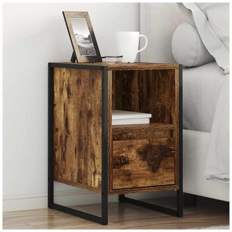 Comodino Quercia Fumosa 39,5 x 30 x 50 cm Legno multistrato - Foto 2