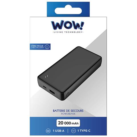 Powerbank 20000 Mah Usb-a / Usb-c Con Cavo Compatto, Nero - Foto 2