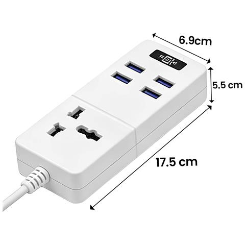 Presa Multipla Da 2500w Con 4 Porte Usb Dc 5v E Presa Universale Bianco - Foto 2