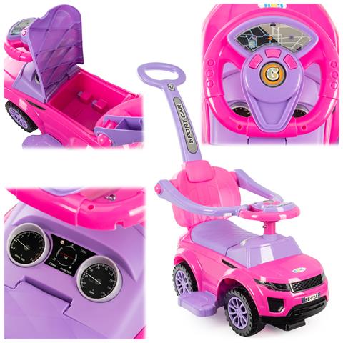 Cavalcabile spingi 3in1 auto per bambini grande auto clacson musica rosa - Foto 4
