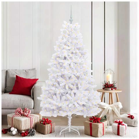 Albero di Natale Artificiale con Rami Pieghevoli Bianco 180 cm - Foto 2