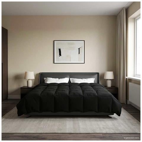 Piumone Completo Annuale Nero 200 x 200 cm Microfibra - Foto 2
