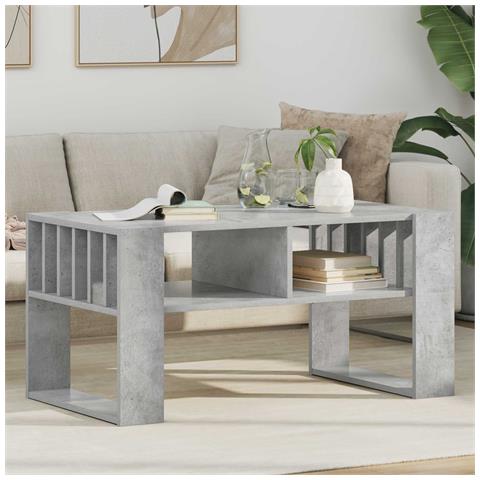 Tavolino da salotto Grigio cemento 92 x 49,5 x 45 cm - Foto 2