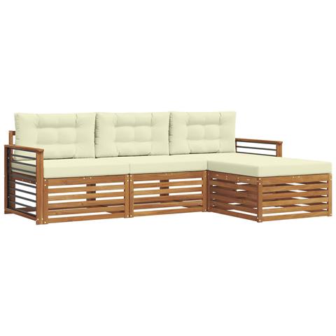 Set di divani da esterno con cuscino 4 pcs Naturale e Crema - Foto 1