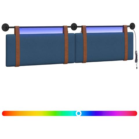 Testiera sospesa Con luce LED Blu PU Antico - Foto 1