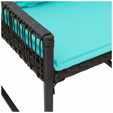 Set di Mobili da Esterno 7 pcs Nero e Turchese polyrattan - Foto 9