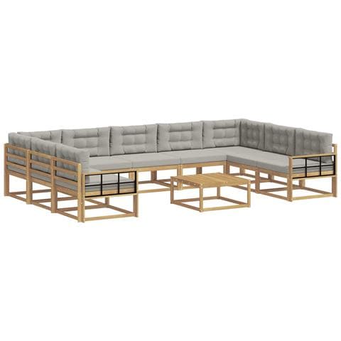 Set di divani da esterno 10 pcs Bianco e Grigio Chiaro - Foto 1