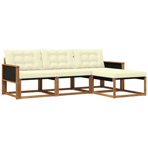Set di divani da esterno con cuscino 4 pcs Naturale e Crema - Foto 1