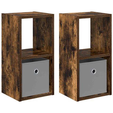 Comodino con cassetto 2 pcs Rovere fumé 25,5 x 22 x 49,5 cm - Foto 1