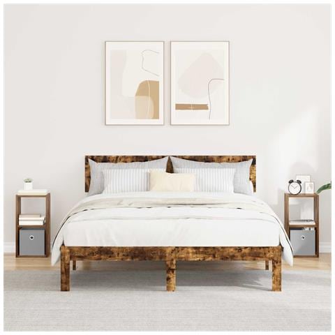 Comodino con cassetto 2 pcs Rovere fumé 25,5 x 22 x 49,5 cm - Foto 2