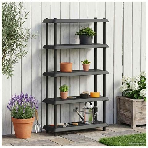 Unità di scaffalatura 5 livelli 100 x 40 x 177 cm PP Antracite - Foto 2