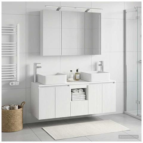 Set di Armadi da Bagno 4 pcs Bianco 100 x 14,5 x 70 cm - Foto 2