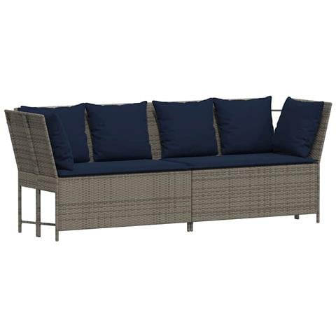 Divano da Giardino con Cuscini in Polyrattan Grigio - Foto 1