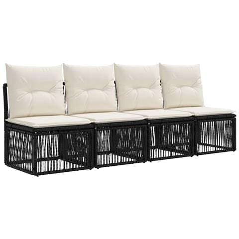 Set Divano da Giardino 10 pz Nero e Bianco Crema polyrattan - Foto 10