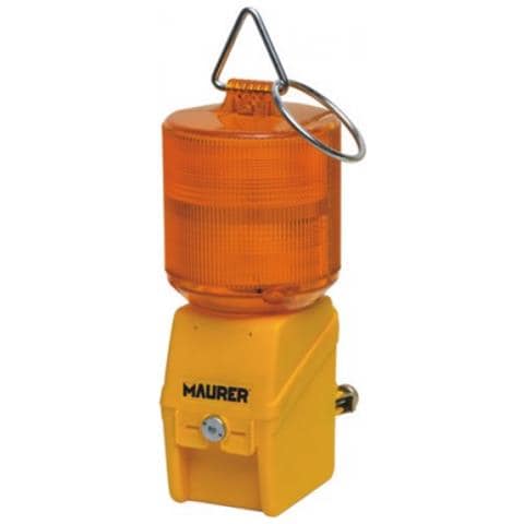 Lampada luce aranc. LED stradale da cantiere lampeggiante fissa Batteria 6V - Foto 4