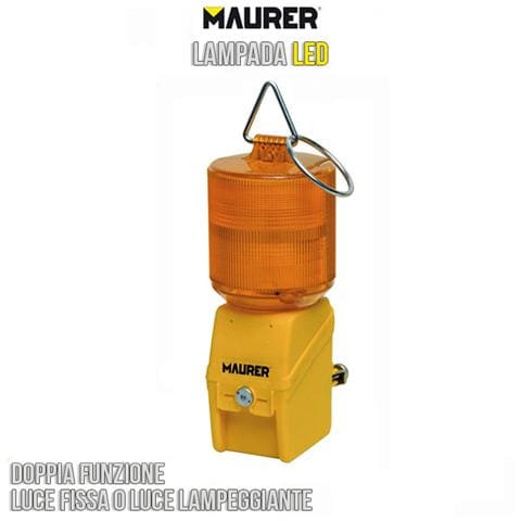 Lampada luce aranc. LED stradale da cantiere lampeggiante fissa Batteria 6V - Foto 2