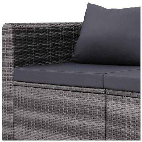 Set Divani Da Giardino 4 Pz Con Cuscini Grigio In Polyrattan - Foto 2