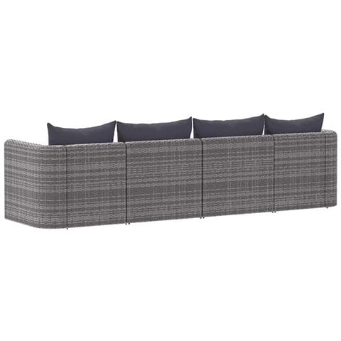 Set Divani Da Giardino 4 Pz Con Cuscini Grigio In Polyrattan - Foto 7