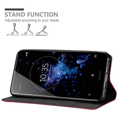 Custodia Compatibile Con Sony Xperia Xz2 Premium In Rosso Mela - Coperchio Protettiva Con Chiusura Magnetica, Funzione Stand E Tasca Per Le Carte - Foto 2