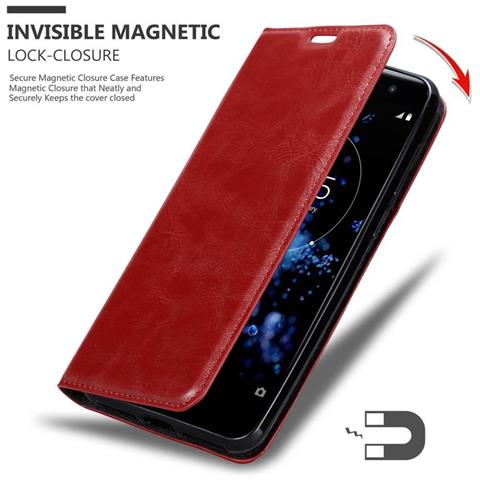 Custodia Compatibile Con Sony Xperia Xz2 Premium In Rosso Mela - Coperchio Protettiva Con Chiusura Magnetica, Funzione Stand E Tasca Per Le Carte - Foto 5
