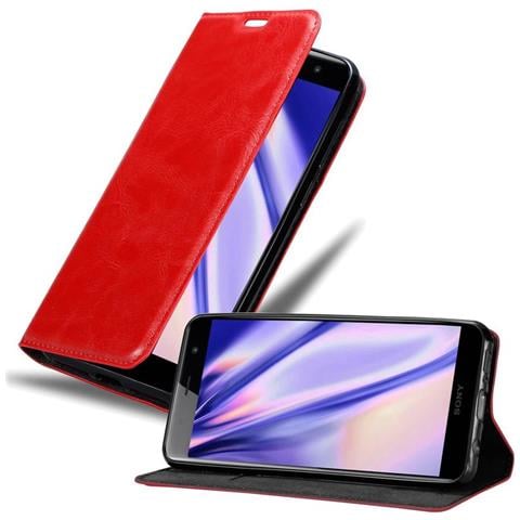 Custodia Compatibile Con Sony Xperia Xz2 Premium In Rosso Mela - Coperchio Protettiva Con Chiusura Magnetica, Funzione Stand E Tasca Per Le Carte - Foto 1