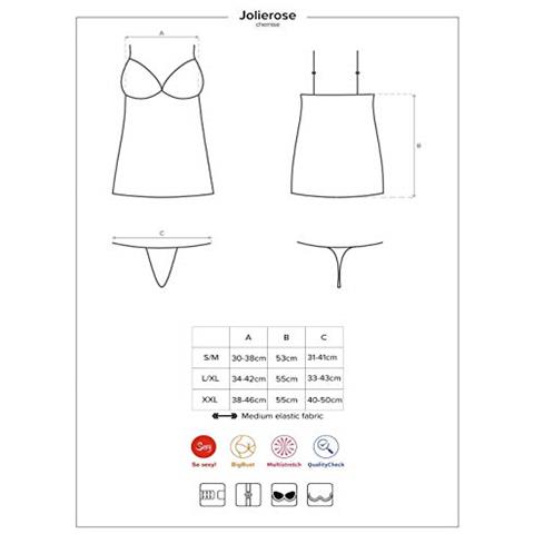 Camicia Da Notte Con Pizzo In Fiori Jolierose Chemise, Rosso, l / xl - Foto 5