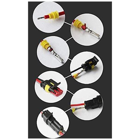 20 Kit 2 Pin 1 Pin Way Impermeabile Connettore Del Legare Elettrico Presa Di Corrente Uomini E Donne Pa66 Nylon Housing Terminali 15 Millimetri Serie Di Motorino Del Motociclo Auto Camion Marine - Foto 4