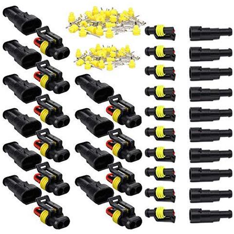 20 Kit 2 Pin 1 Pin Way Impermeabile Connettore Del Legare Elettrico Presa Di Corrente Uomini E Donne Pa66 Nylon Housing Terminali 15 Millimetri Serie Di Motorino Del Motociclo Auto Camion Marine - Foto 1