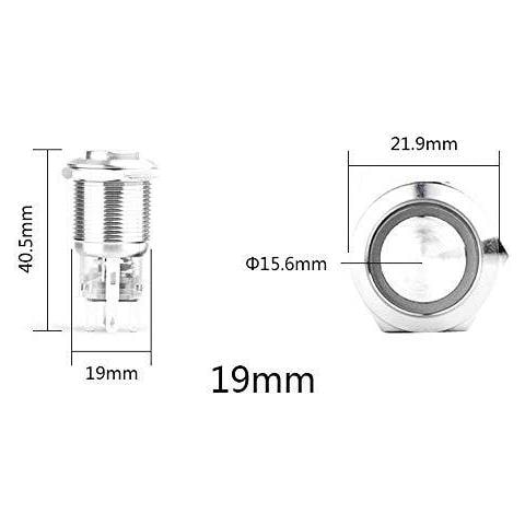 19 Millimetri 12v Momentaneo Pulsante Interruttore A Pressione Interruttore Di Alimentazione Simbolo Dellocchio Di Angelo Di Metallo Led Pulsante Con Cavo Spina - Verde - Foto 2