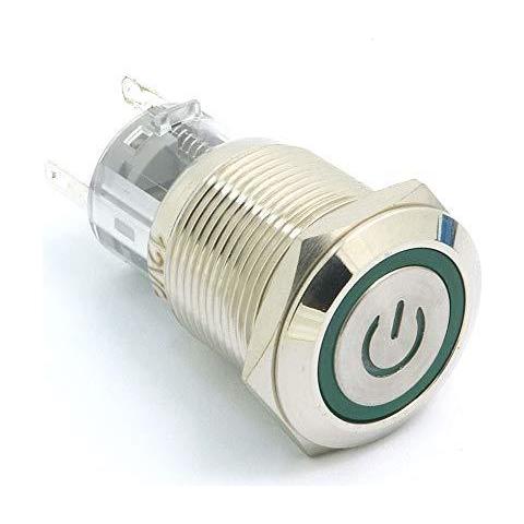 19 Millimetri 12v Momentaneo Pulsante Interruttore A Pressione Interruttore Di Alimentazione Simbolo Dellocchio Di Angelo Di Metallo Led Pulsante Con Cavo Spina - Verde - Foto 4