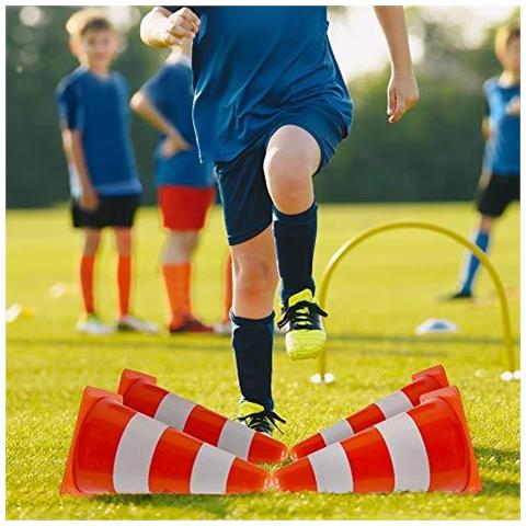 12 Unit Di Addestramento Traffico Coni 9inch - Piloni Orange White - Ideale Per I Bambini Sport Addestramento Di Agilit Calcio Calcio Percorso Ad Ostacoli Giochi Cane E Formazione Del Cavallo. - Foto 4