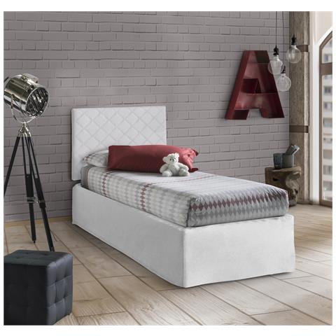 TALAMO ITALIA Set testata in ecopelle con rete ortopedica e mantovana Made in Italy adatta a letto Singolo materasso incluso cm 80x190 Bianco TALAMO ITALIA Set testata in ecopelle con rete ortopedica e mantovana Made in Italy adatta a letto Singolo materasso incluso cm 80x190 Bianco