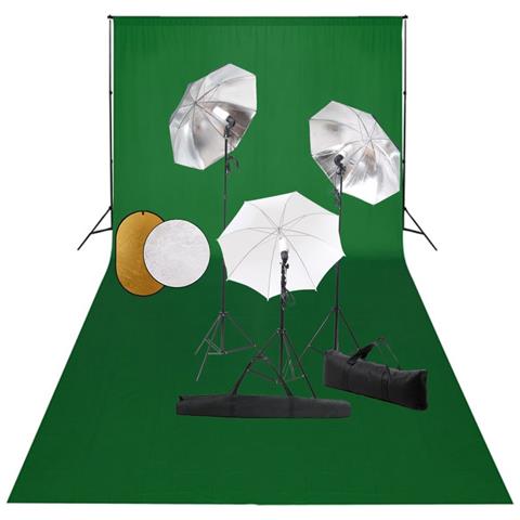 Kit Studio Fotografico con Luci Ombrelli Fondale e Riflettore - Foto 1