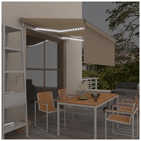 Tenda Automatica con Parasole LED e Sensore Vento 3x2,5m Crema - Foto 2