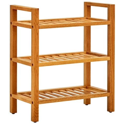 Scarpiera Con 3 Ripiani 50x27x60 Cm In Legno Massello Di Rovere - Foto 1