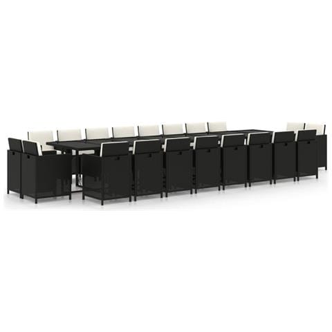 Set Da Pranzo Da Giardino 21 Pz Con Cuscini In Polyrattan Nero - Foto 1