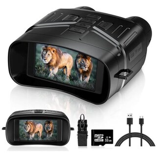 Occhiali Per Visione Notturna Digitali A Infrarossi Con Montaggio Su Testa, Binocolo Con Batteria 3000mAh, Schermo 2.7'', Foto 12MP E Video 1080p, Scheda 32GB Inclusa