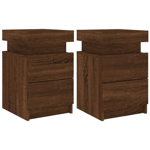 Comodini Con Luci Led 2pz Rovere Marrone 35x39x55 Cm - Foto 2